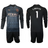 Men 2020-2021 club Manchester city home long sleeve 1 black Soccer Jerseys