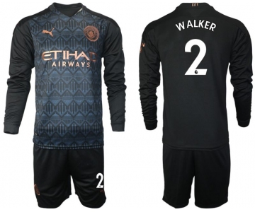 Men 2020-2021 club Manchester city home long sleeve 2 black Soccer Jerseys