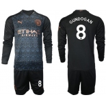 Men 2020-2021 club Manchester city home long sleeve 8 black Soccer Jerseys