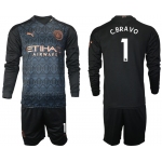 Men 2021 Manchester city home long sleeve 1 soccer jerseys