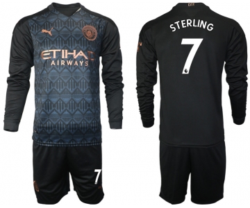 Men 2021 Manchester city home long sleeve 7 soccer jerseys