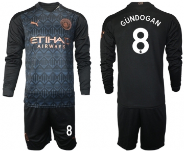 Men 2021 Manchester city home long sleeve 8 soccer jerseys