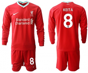 Men 2020-2021 club Liverpool home long sleeves 8 red Soccer Jerseys