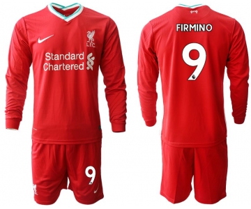 Men 2020-2021 club Liverpool home long sleeves 9 red Soccer Jerseys