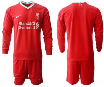 Men 2020-2021 club Liverpool home long sleeves red Soccer Jerseys