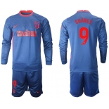 Men 2020-2021 club Atletico Madrid away long sleeves 9 blue Soccer Jerseys1