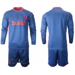 Men 2020-2021 club Atletico Madrid away long sleeves blue Soccer Jerseys