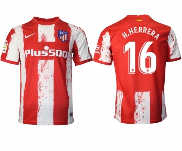 Men 2021-2022 Club Atletico Madrid home aaa version red 16 Nike Soccer Jersey