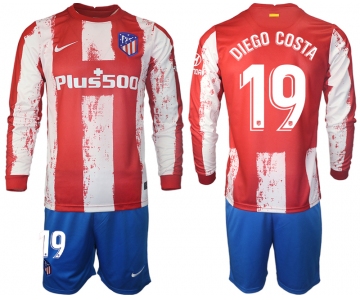 Men 2021-2022 Club Atletico Madrid home red Long Sleeve 19 Soccer Jersey