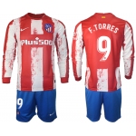 Men 2021-2022 Club Atletico Madrid home red Long Sleeve 9 Soccer Jerseys