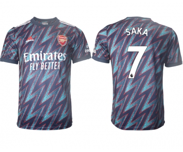 Men 2021-2022 Club Arsenal Second away aaa version blue 7 Soccer Jersey