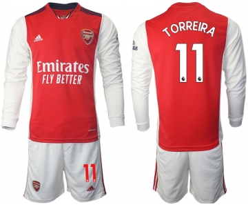 Men 2021-2022 Club Arsenal home red Long Sleeve 11 Soccer Jersey