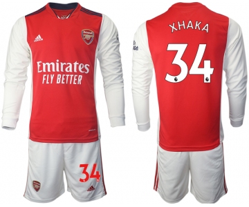 Men 2021-2022 Club Arsenal home red Long Sleeve 34 Soccer Jersey