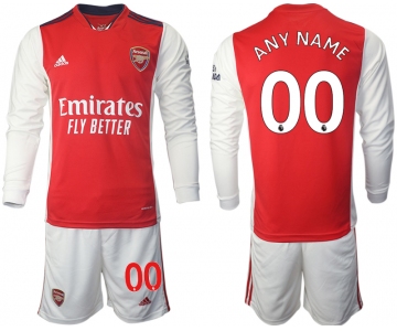 Men 2021-2022 Club Arsenal home red Long Sleeve customized Soccer Jersey