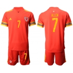 Men 2021 European Cup Welsh home red 7 Soccer Jersey