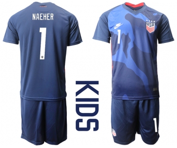 Youth 2020-2021 Season National team United States away blue 1 Soccer Jersey