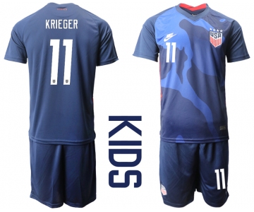 Youth 2020-2021 Season National team United States away blue 11 Soccer Jersey