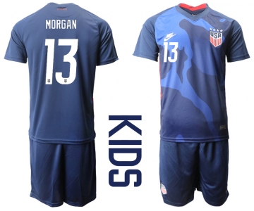 Youth 2020-2021 Season National team United States away blue 13 Soccer Jersey
