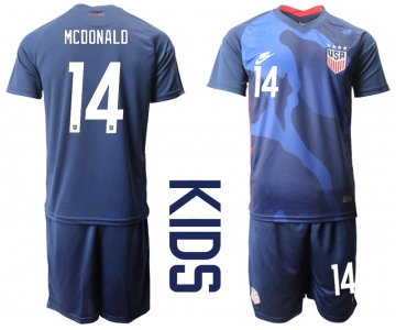 Youth 2020-2021 Season National team United States away blue 14 Soccer Jersey