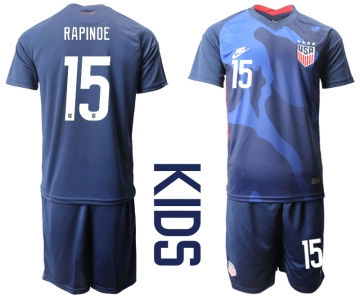 Youth 2020-2021 Season National team United States away blue 15 Soccer Jersey