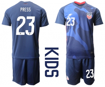 Youth 2020-2021 Season National team United States away blue 23 Soccer Jersey