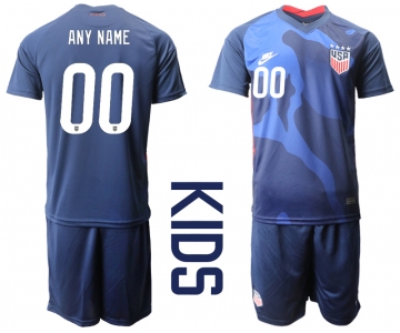 Youth 2020-2021 Season National team United States away blue customized Soccer Jersey