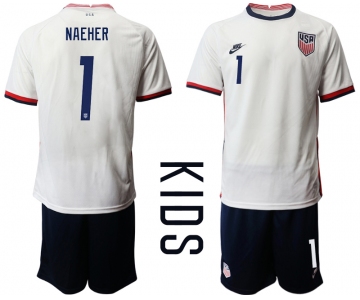 Youth 2020-2021 Season National team United States home white 1 Soccer Jersey