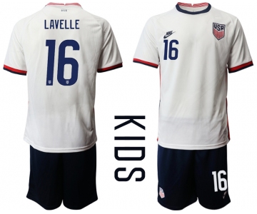 Youth 2020-2021 Season National team United States home white 16 Soccer Jersey