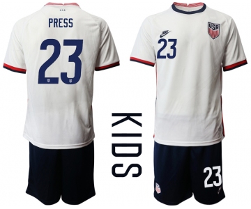 Youth 2020-2021 Season National team United States home white 23 Soccer Jersey