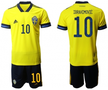 Men 2021 European Cup Sweden home yellow 10 Soccer Jersey1