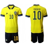 Men 2021 European Cup Sweden home yellow 10 Soccer Jersey