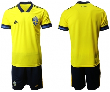Men 2021 European Cup Sweden home yellow Soccer Jersey