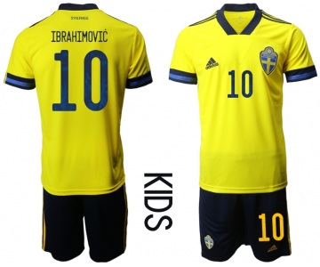 Youth 2021 European Cup Sweden home yellow 10 Soccer Jersey1
