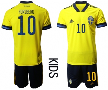 Youth 2021 European Cup Sweden home yellow 10 Soccer Jersey
