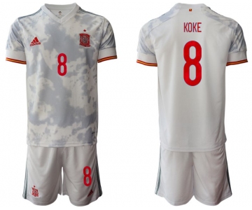 Men 2020-2021 European Cup Spain away white 8 Adidas Soccer Jersey