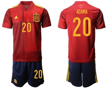 Men 2020-2021 European Cup Spain home red 20 Adidas Soccer Jersey