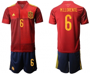 Men 2020-2021 European Cup Spain home red 6 Adidas Soccer Jersey