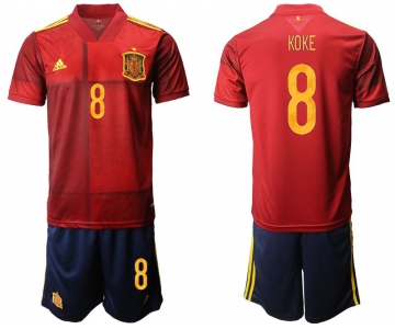 Men 2020-2021 European Cup Spain home red 8 Adidas Soccer Jersey