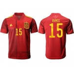 Men 2021 Europe Spain home AAA version 15 soccer jerseys