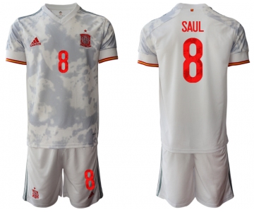 Men 2021 European Cup Spain away white 8 Soccer Jersey