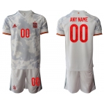 Men 2021 European Cup Spain away white customized Soccer Jersey