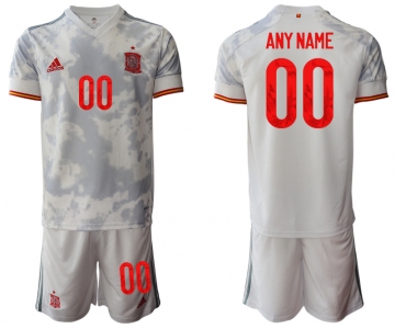 Men 2021 European Cup Spain away white customized Soccer Jersey