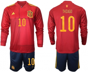 Men 2021 European Cup Spain home Long sleeve 10 soccer jerseys