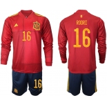 Men 2021 European Cup Spain home Long sleeve 16 soccer jerseys