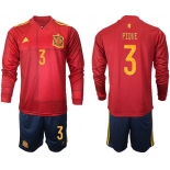 Men 2021 European Cup Spain home Long sleeve 3 soccer jerseys