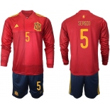 Men 2021 European Cup Spain home Long sleeve 5 soccer jerseys