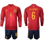 Men 2021 European Cup Spain home Long sleeve 6 soccer jerseys