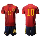 Men 2021 European Cup Spain home red 10 Soccer Jersey1