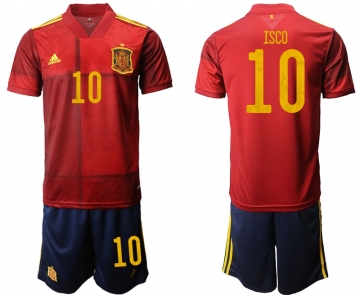 Men 2021 European Cup Spain home red 10 Soccer Jersey1