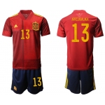 Men 2021 European Cup Spain home red 13 Soccer Jersey